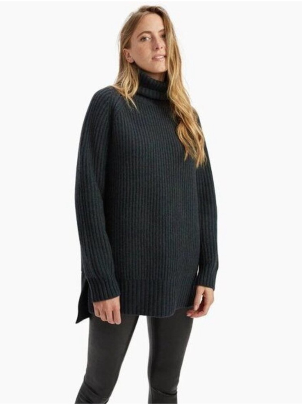 NAADAM 100% Cashmere Turtleneck Sweater - Heathered Green